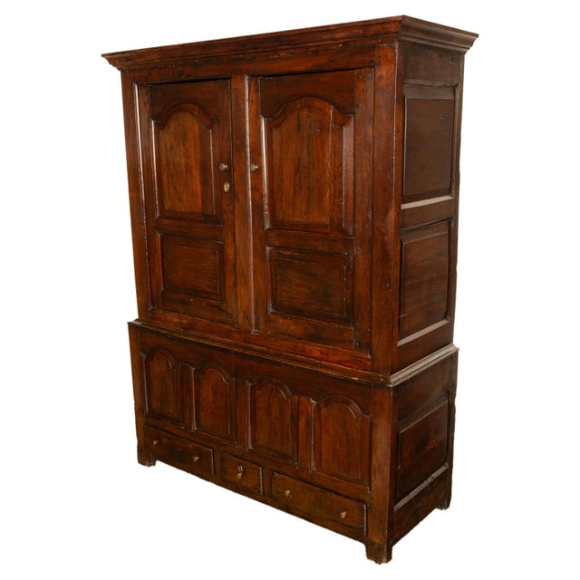 English Antique 18th Century Welsh Oak Press Livery Housekeepers Cupboard Cabinet Chest 1750 For Sale - Image 3 of 14