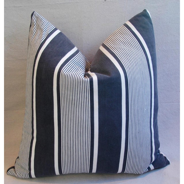 25" French Stripe Ticking Fabric Down and Feather Pillows Pair Chairish