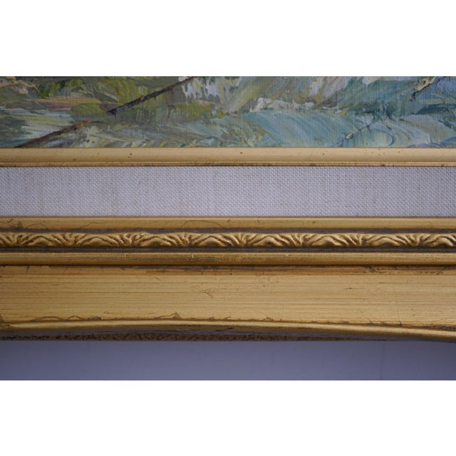 Framed Oil on Canvas Lake Scene Artist Signed For Sale - Image 11 of 12