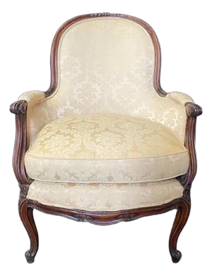 French Louis XV Carved Walnut Bergere Club Chair