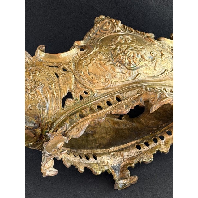 Metal Large Antique French Rococo Revival Bronze Jardinière, 1800s For Sale - Image 7 of 9
