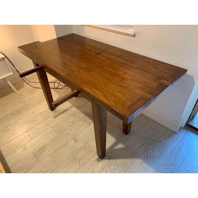 2010s English Red Oak Flip Top Rectangular Table For Sale - Image 5 of 6