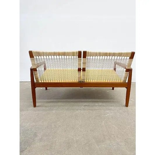 Hans Olsen 1960s Hans Olsen 2-Seater Teak & Cane Sofa for Juul Kristensen For Sale - Image 4 of 5