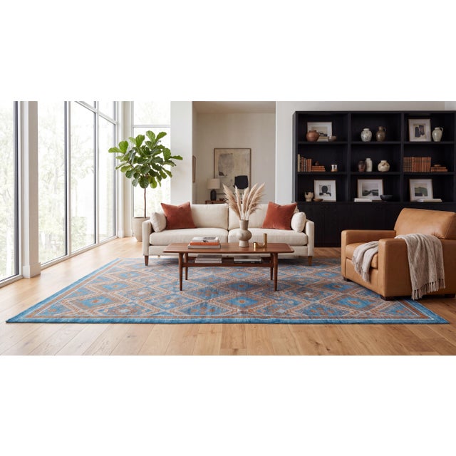 Elevate your space with this stunning Modern Moroccan-style hand-knotted area rug, tailored for high-end luxury interiors....