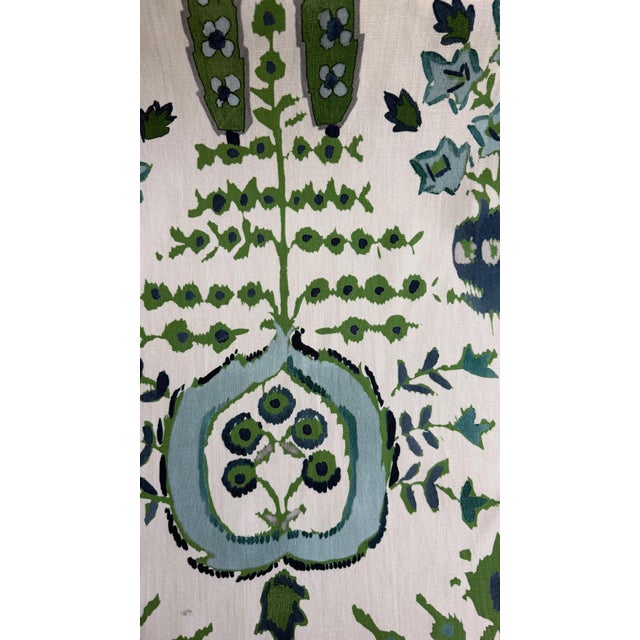Thibaut Thibaut Fabric F916240 | Mendoza Suzani, Blue and Green on White 9 6/8 Yards For Sale - Image 4 of 5