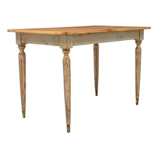 20th Century French Gustavian Wood Patinated Side Table For Sale