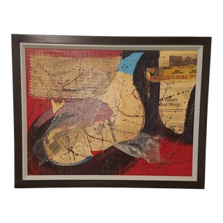 Mid 20th Century Mixed-Media Collage, Framed For Sale