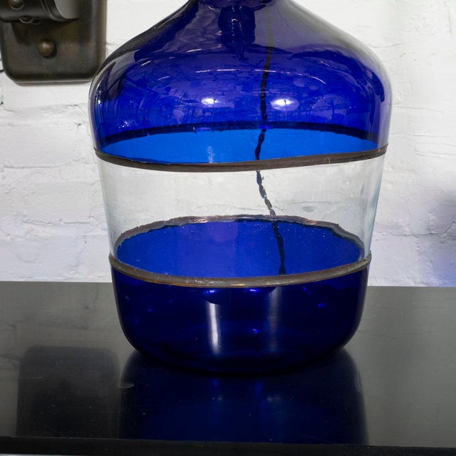 Blue and clear blown glass table lamps For Sale In New York - Image 6 of 10