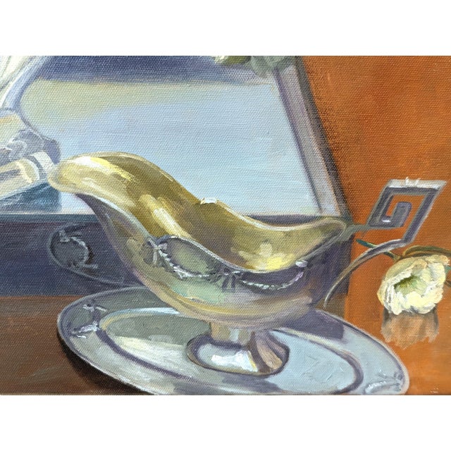 Nancy Paris Pruden "Golden Wedding" Contemporary Gold Leaf Naturalistic Floral Still Life Painting, 2020s For Sale - Image 4 of 12