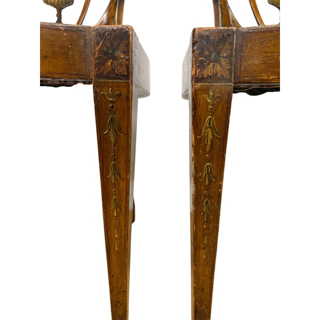 Pair of Antique 19th Century English Federal Hepplewhite Caned Side Chairs For Sale - Image 4 of 14