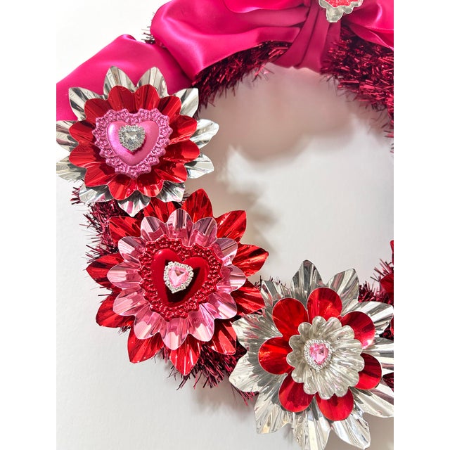 American Valentines Wreath With Dresdens Artisan Made by Black Market Creative For Sale - Image 3 of 12