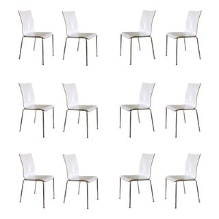 Green and White Chairs by Erik Magnussen for Engelbrechts, 1990s, Set of 12 For Sale