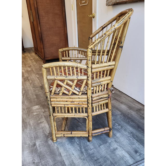 1970s 1970s Vintage Brighton Pavilion Burnt Bamboo & Rattan Armchair For Sale - Image 5 of 16