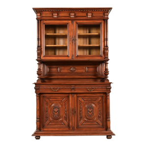 Antique French Renaissance Carved Walnut Sideboard or Bar Cabinet, Circa 1890s
