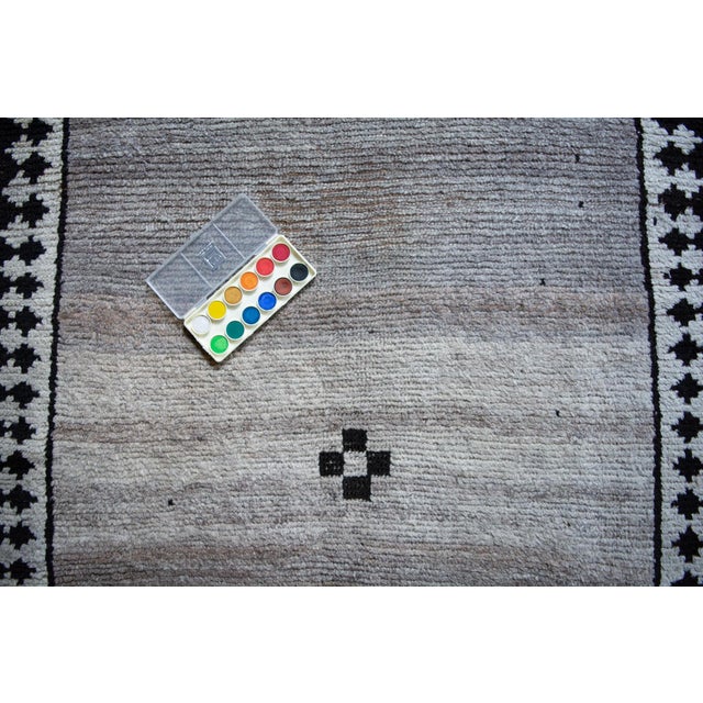 1940s Antique Tribal Geometric Brown Cream With Abrash Rug Runner - 3’4” X 6’8” For Sale - Image 9 of 10