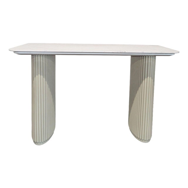 Rove Concepts Athena Modern Marble Top Desk With Fluted Cream Legs For Sale
