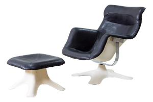 Set of Karuselli Lounge Chair and Foot Stool by Yrjö Kukkapuro, 1960s