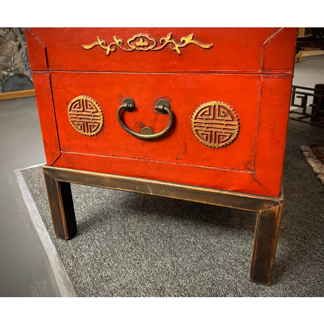 Fabulous Vintage Chinese Lacquered Pigskin Trunks, A Pair For Sale - Image 12 of 12