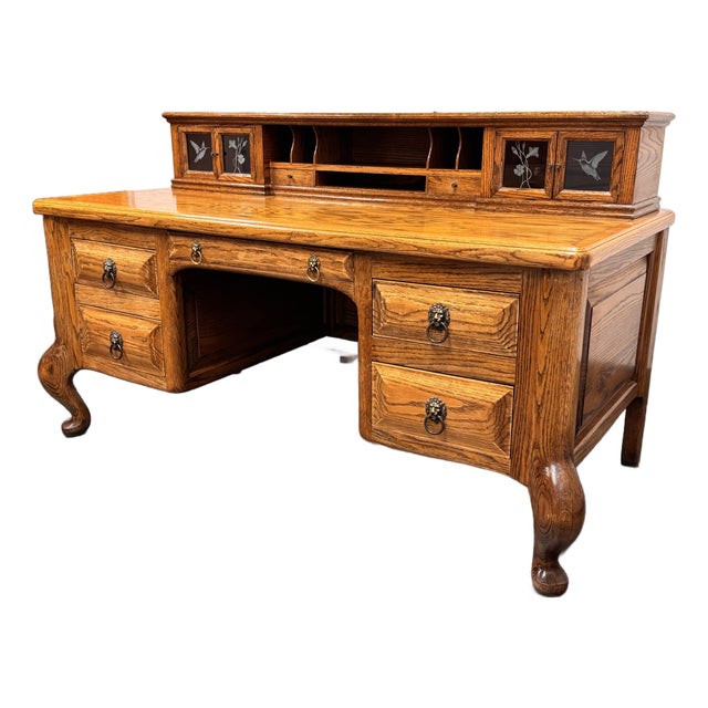Oak Executive Desk, Vintage For Sale