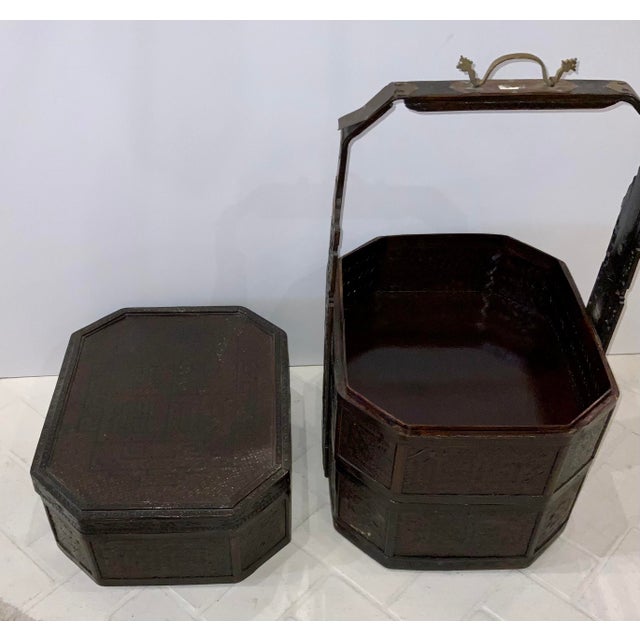 Antique Chinese Wood Wedding Basket Chairish