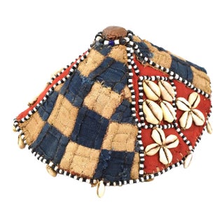 Early 20th Century Kuba Beaded Noble's Hat with Cowrie Shells For Sale
