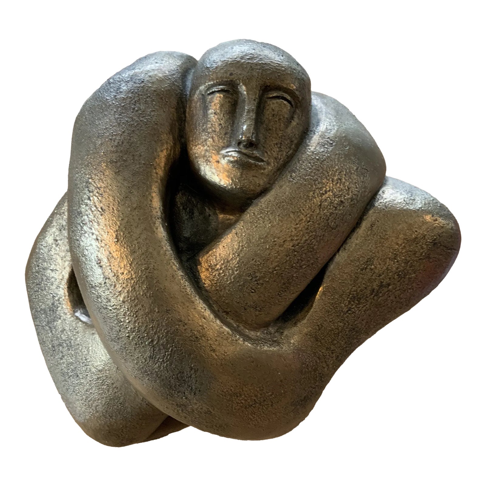 Woman SelfEmbrace Sculpture by Carole Shultz, 1975, Signed and
