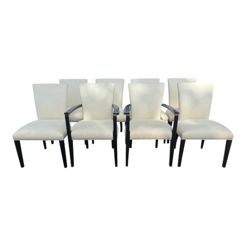 Set of Lauren Ralph Lauren for Henredon Art Deco Style Black Oak Dining  Chairs