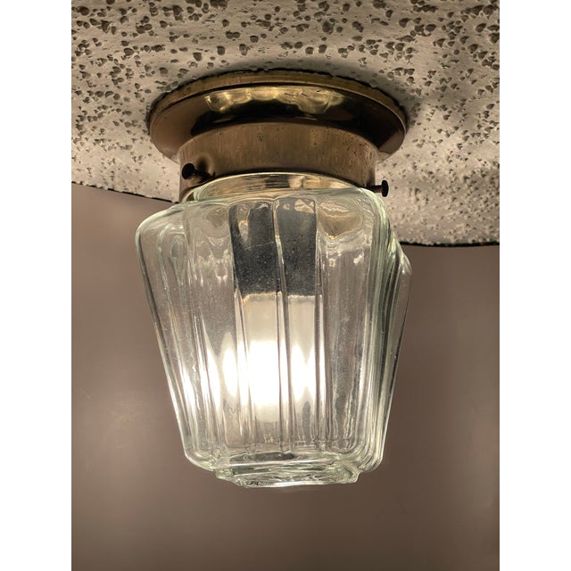 Transparent Early 20th Century Art Deco Glass Flush Mount Light Shade For Sale - Image 8 of 8