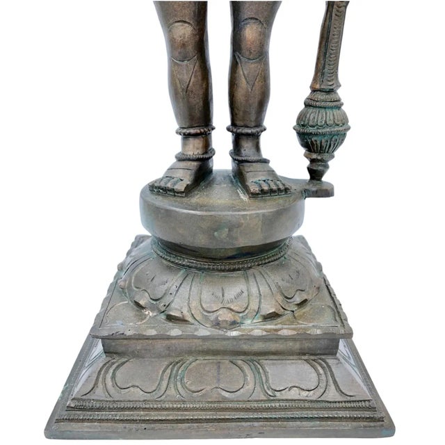 1970s Mid Century Chola Style Revival Hanuman Bronze Statue Hindu Ramayana India South Indian Vintage For Sale - Image 5 of 12