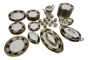 Gold-Plated Service from L' Ancienne Manufacture Royale de Limoges, France, 1980s, Set of 75