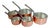 Vintage Hammered Copper Saucepans with Wrought Iron Handles, 1970s, Set of 5 For Sale