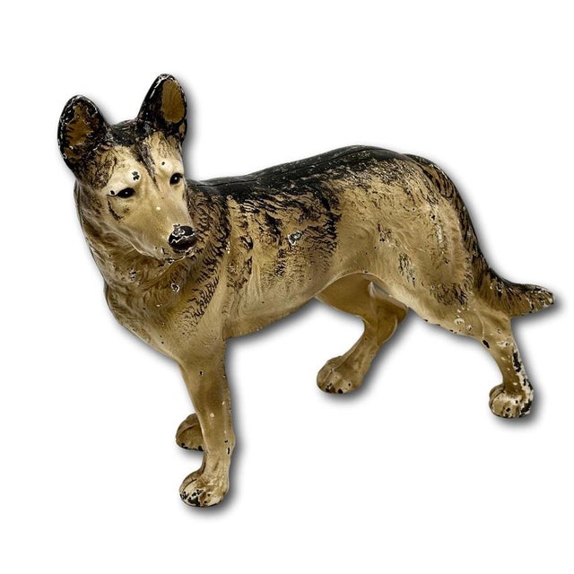 Hubley Manufacturing Company Hard to Find Vintage 1930s Hubley Manufacturing Co. Cast Iron German Shepherd Dog Doorstop For Sale - Image 4 of 17