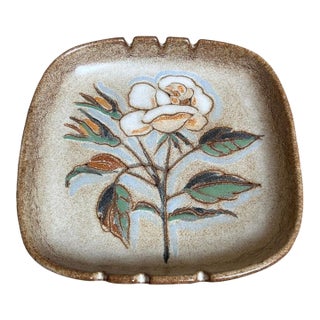 Vintage Mid-Century Italian Ceramic Rose Catchall or Large Tabletop Bowl For Sale