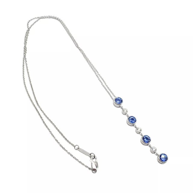 2000 - 2009 Tiffany & Co. Platinum Jazz Diamond Tanzanite Pendant Necklace For Sale - Image 5 of 11