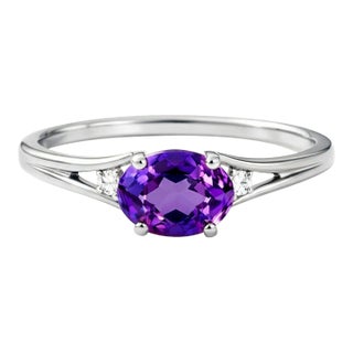 Amethyst Engagement Ring, 925 Silver Amethyst Cubic Zirconia Ring, Purple Gemstone Ring Us 7 For Sale