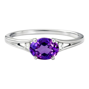 Amethyst Engagement Ring, 925 Silver Amethyst Cubic Zirconia Ring, Purple Gemstone Ring Us 7