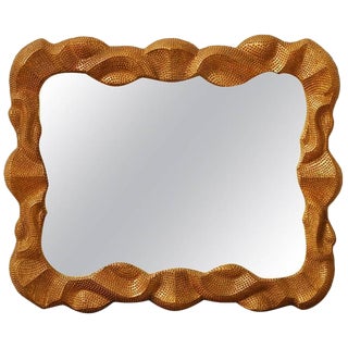 Hollywood Regency Studded Gilt Mirror For Sale