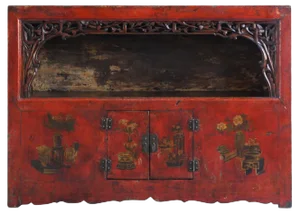 Antique Qinghai Red Lacquered Display Cabinet