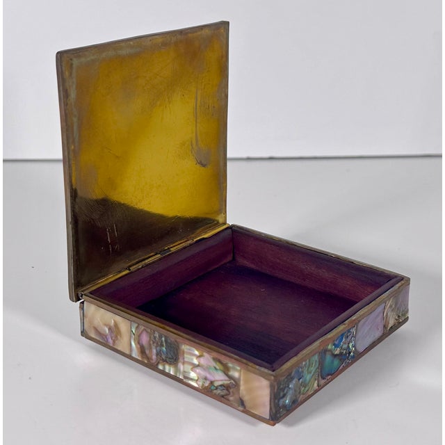 1950s Abalone Shell Rosewood Lined Box For Sale - Image 4 of 13