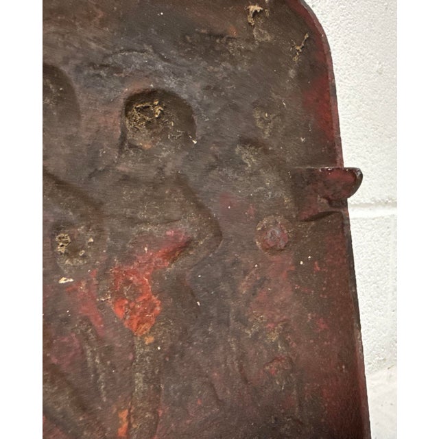Antique 19th Century Thick Cast Iron Stove Door Salvage Cherub Putti Door Panel For Sale - Image 9 of 10