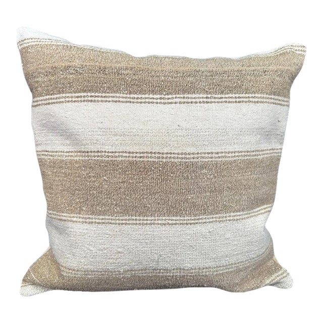 Turkish Hemp Pillow Cushion Natural Beige Brown Cushion Cover 20"x20" For Sale