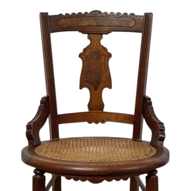 Victorian Late 20th Century Victorian Eastlake Side Chair With Cane Seat For Sale - Image 3 of 11