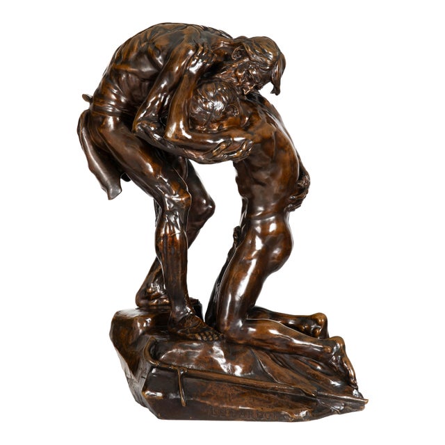 Rare French Bronze Sculpture “Return of Prodigal Son” by Ernest Dubois For Sale