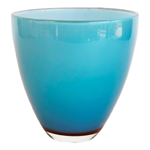 Late 20th Century Murano Tiffany Blue Cased Glass to Clear Vase