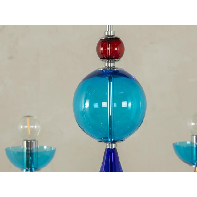 Postmodern Blue Chandelier, 1980s For Sale - Image 11 of 14