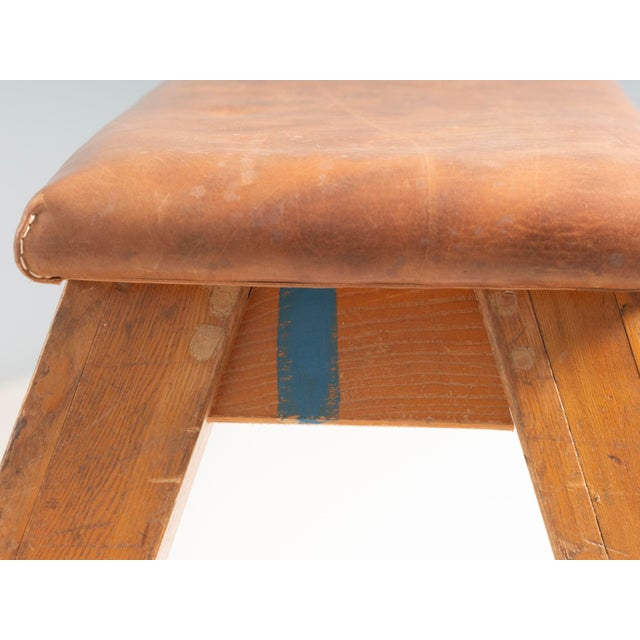 Vintage European Leather Gym Bench, 1950s For Sale - Image 11 of 16