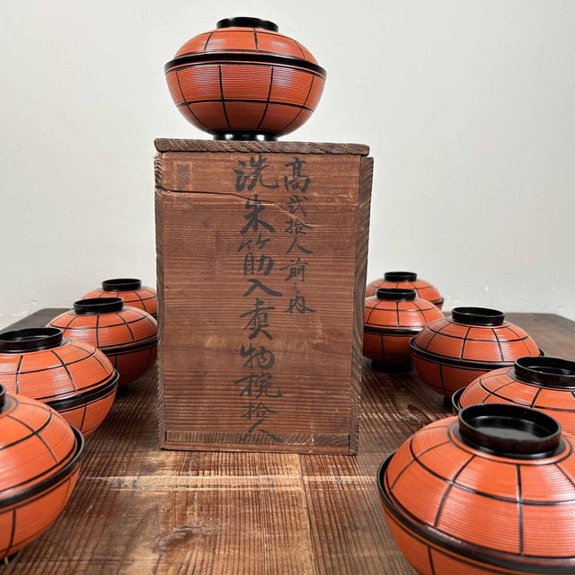 Lacquered Wooden Nuri Owan Serving Bowls, Japan, 1970s, Set of 10 For Sale - Image 16 of 18