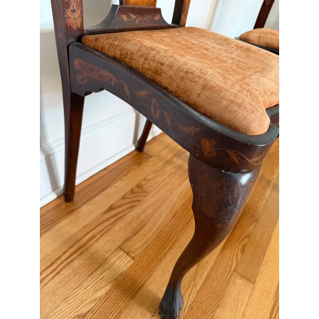 19th Century Dutch Marquetry Inlaid Side Chairs, a Pair For Sale - Image 14 of 18