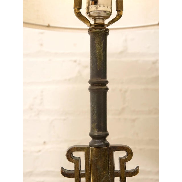 Linen Mid 20th Century Brutalist Steel Table Lamps With Sculptural Geometric Bases - a Pair For Sale - Image 8 of 12