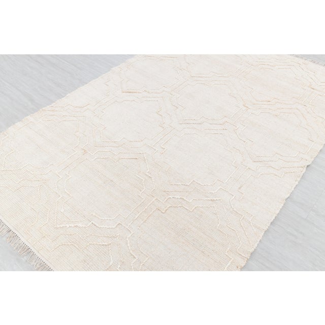 Bohemian White Jute Flatweave Rug Hand Woven, Boho Scandinavian Decor 6x9Ft. For Sale - Image 12 of 12